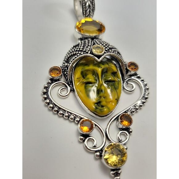 Radiant Sterling Silver Bali Goddess Pendant with Citrine and Smoky Quartz - Picture 6 of 9